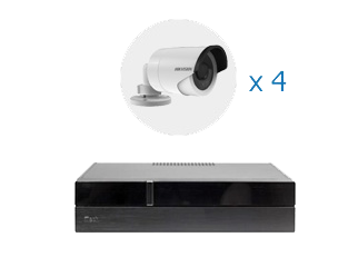 Типовое решение 4 IP видеокамеры (1,3 Мп) с ИК-подсветкой, видеосервер с ПО Trassir