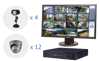 Типовое решение 16 видеокамер для супермаркетов, торговых центров и крупных офисов